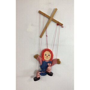 Vintage Raggedy Ann Marionette Wooden Features